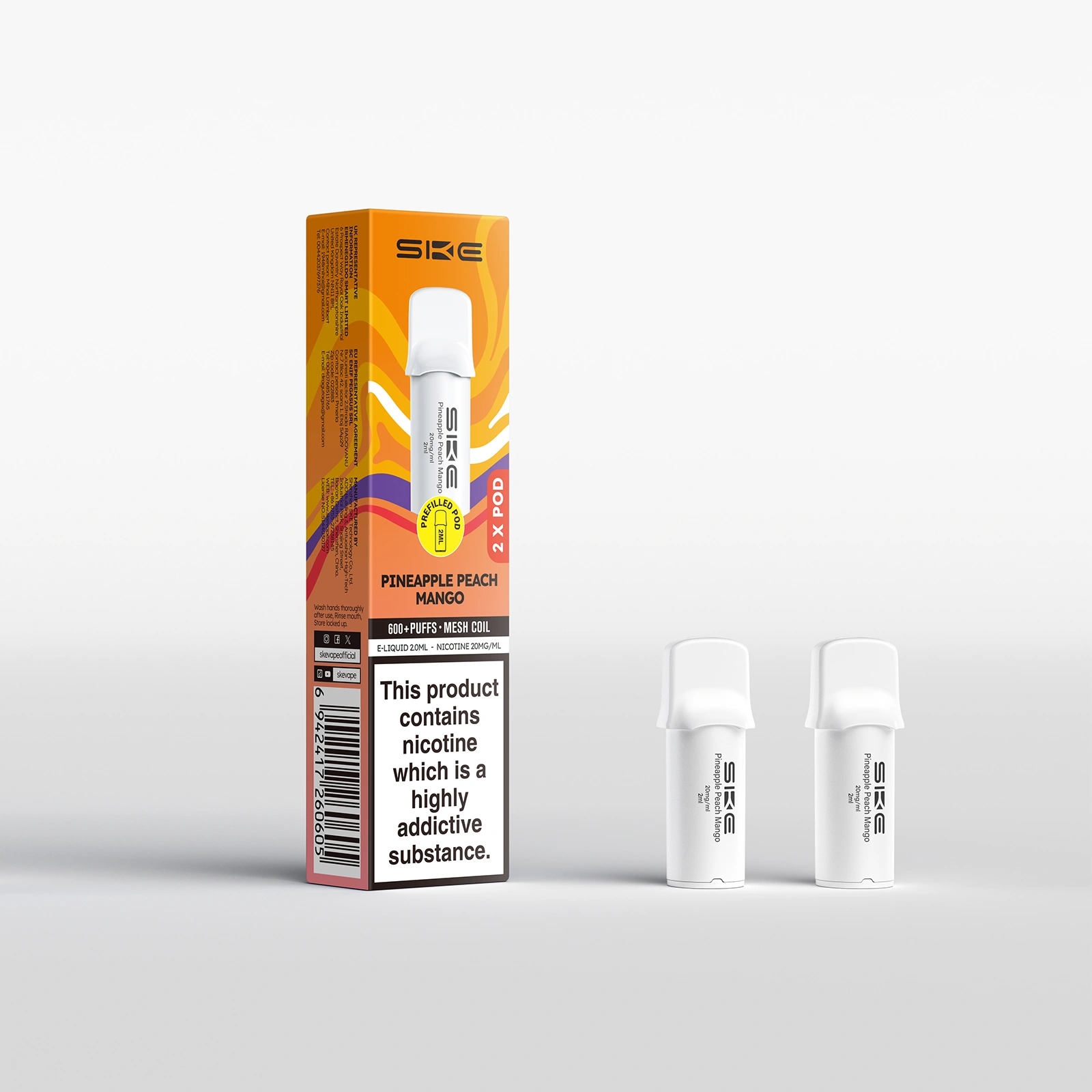 Pineapple Peach Mango SKE Crystal Bar 600 Pro Prefilled Pods