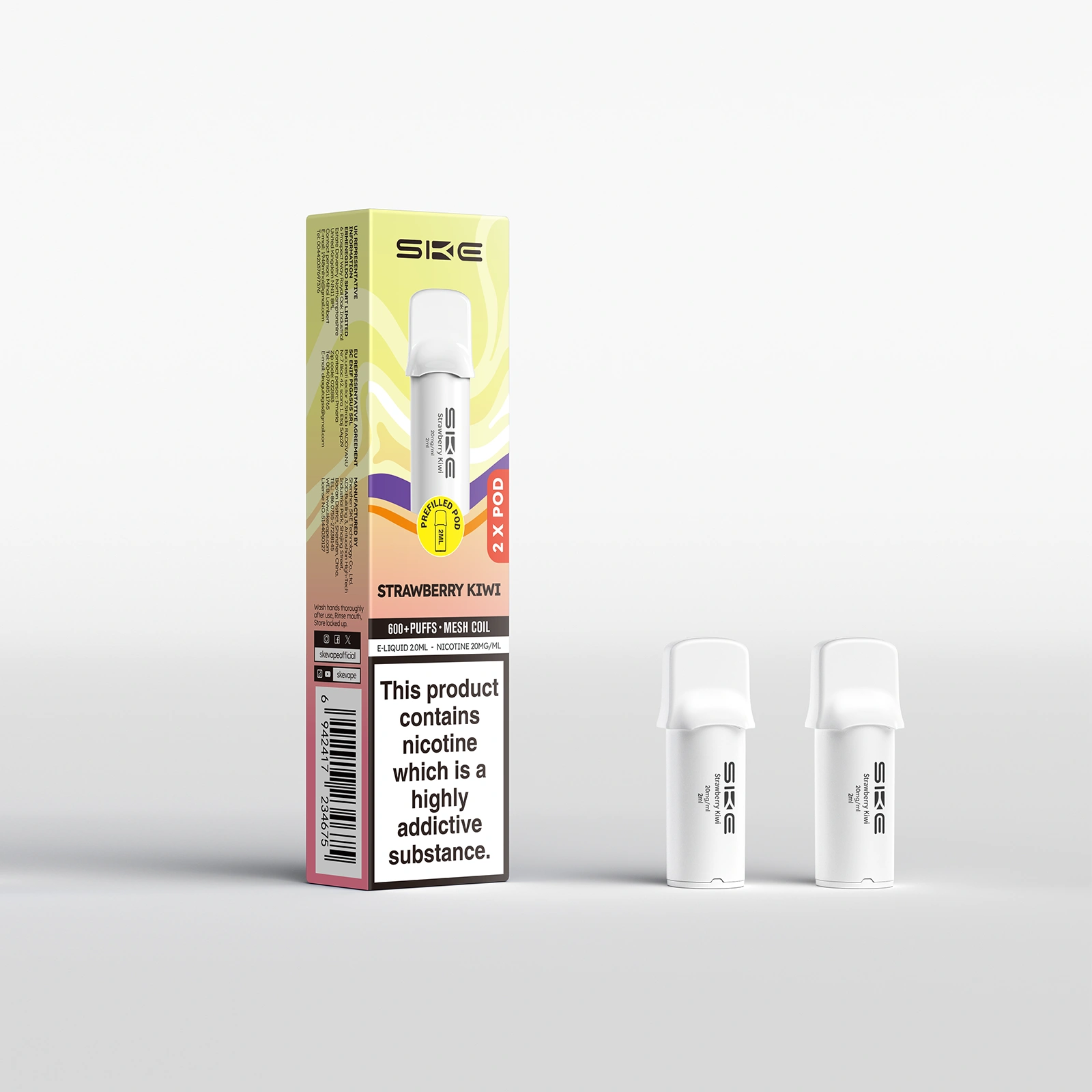 Strawberry Kiwi SKE Crystal Bar 600 Pro Prefilled Pods