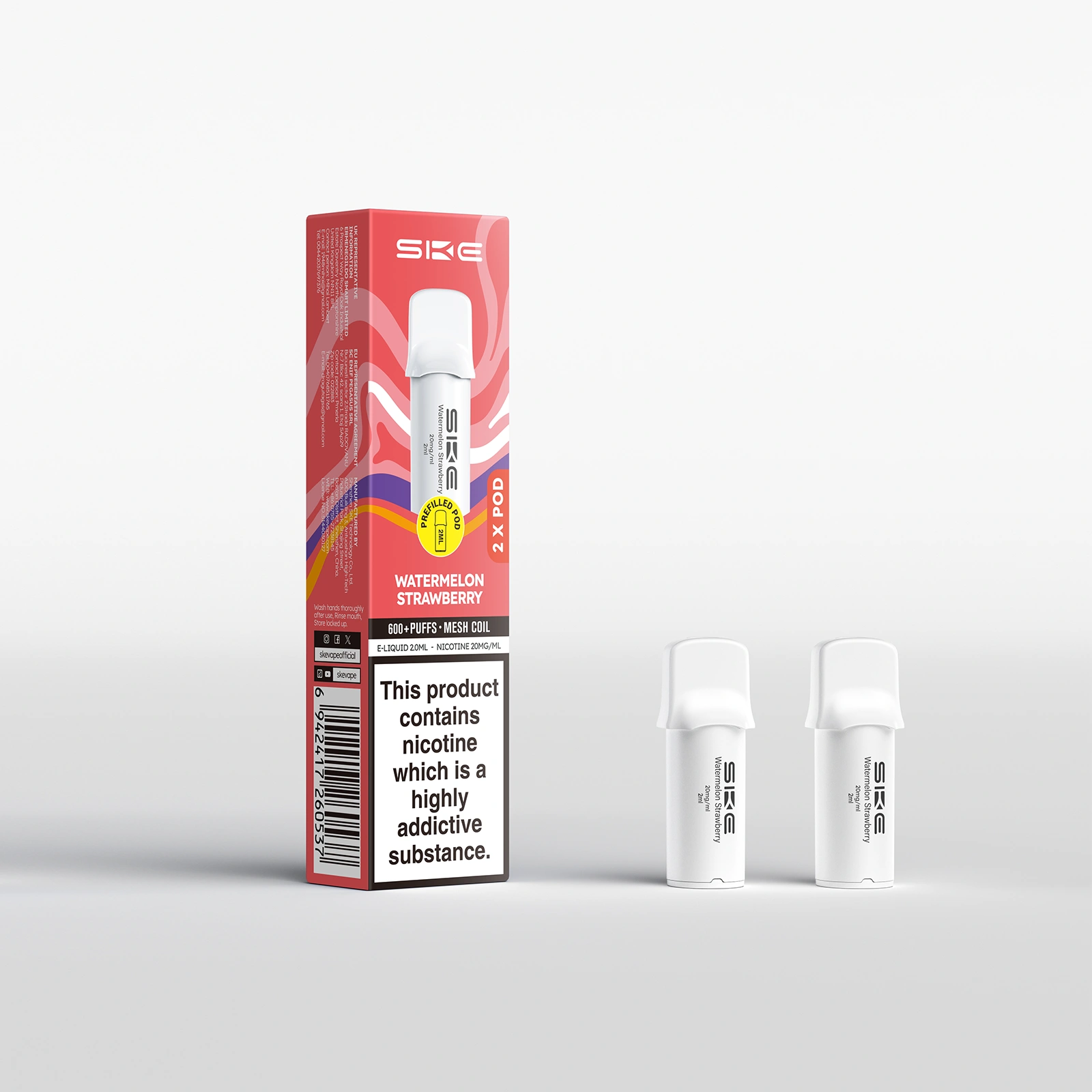 Watermelon Strawberry SKE Crystal Bar 600 Pro Prefilled Pods