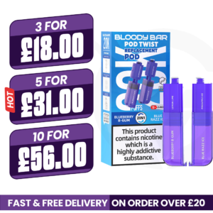 Blueberry BGUM & Blue Razz Ice Bloody Bar Ultra Twist 20K Refill Pods