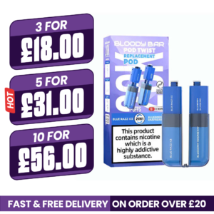 Blue Razz Ice & Blueberry Raspberry Bloody Bar Ultra Twist 20K Refill Pods