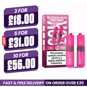 Blueberry Sour Raspberry & Strawberry Raspberry Cherry Bloody Bar Ultra Twist 20K Refill Pods