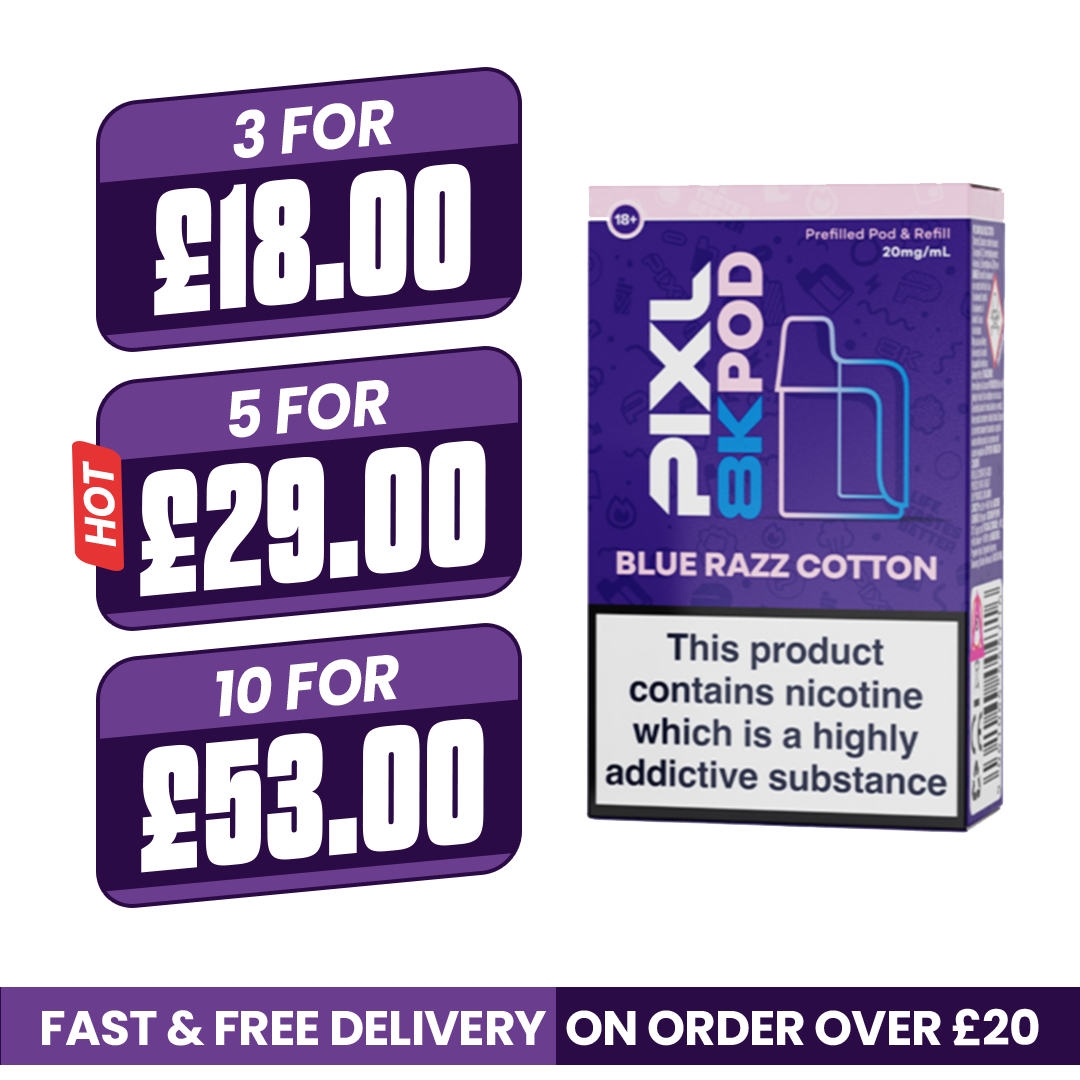 Pixl 8000 Blue Razz Cotton Refill Pods