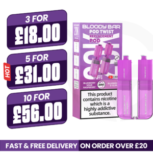 Blueberry Sour Raspberry & Blueberry BGUM Bloody Bar Ultra Twist 20K Refill Pods