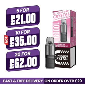 Bloody Bar Crystal 10k Strawberry Raspberry Cherry Ice Prefilled Pods
